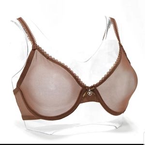 Ultra sheer soft mesh brown bra